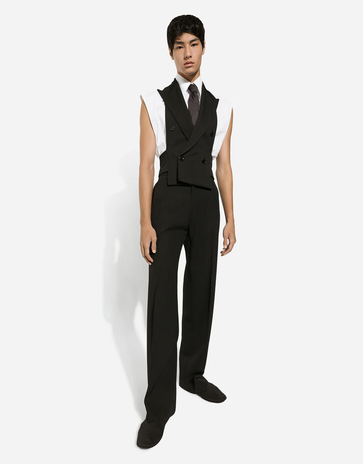 Dolce & Gabbana Double-breasted wool waistcoat with bare back Black G711LTFU27K