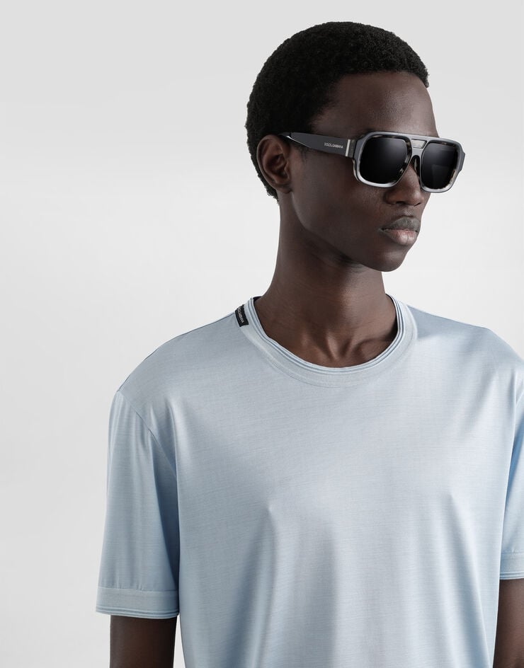 Dolce & Gabbana Short-sleeved silk t-shirt Azure G8ST1THU7UQ