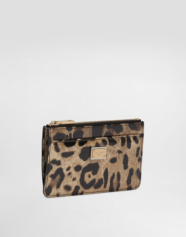 Dolce & Gabbana Medium leopard-print polished calfskin card holder with zipper Animal Print BI1261AM568
