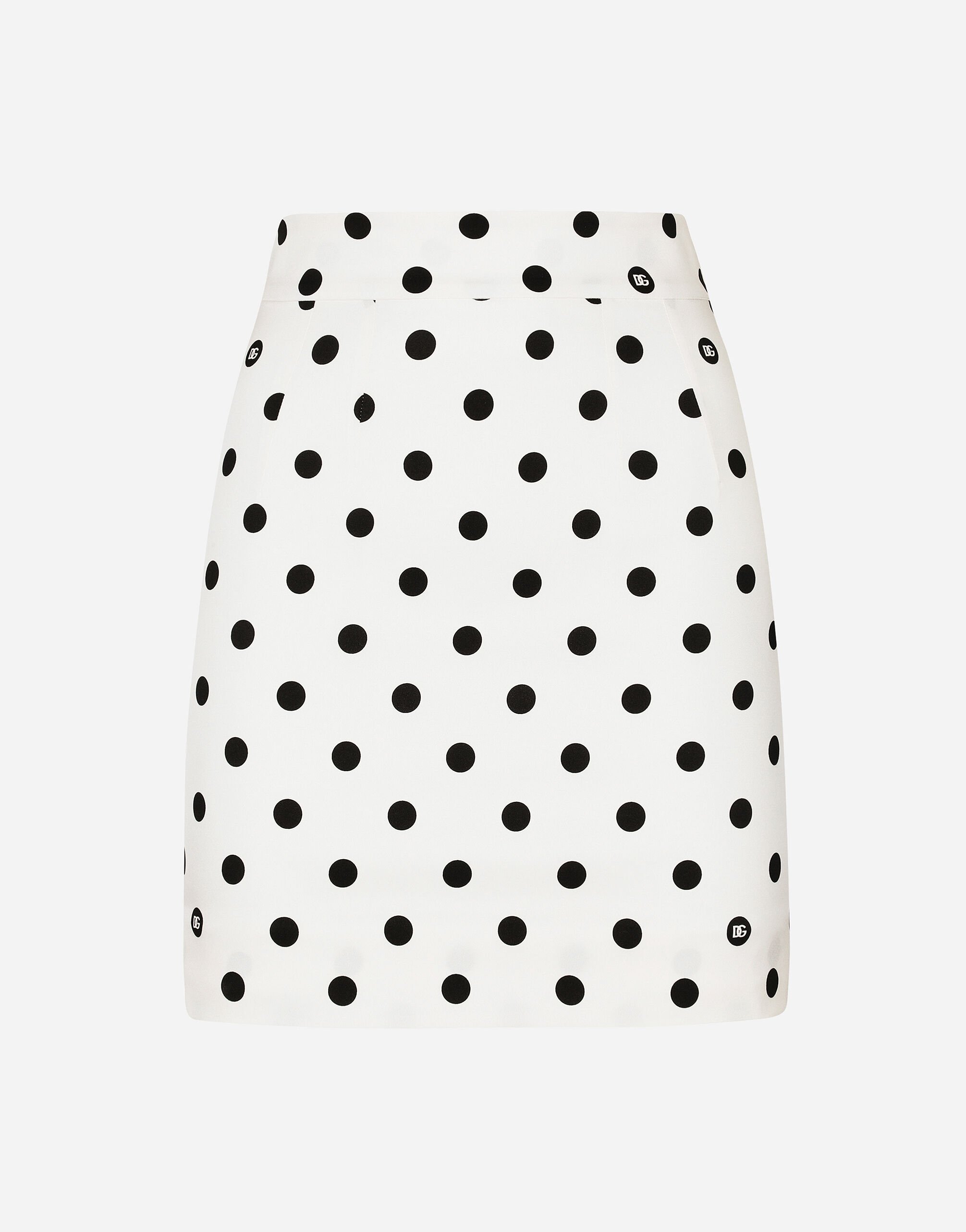 Dolce & Gabbana Short charmeuse skirt with polka-dot print Black BJ0820AP599