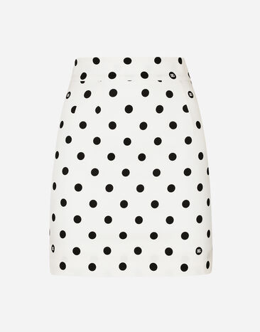Dolce & Gabbana Short charmeuse skirt with polka-dot print Print F5P61TFSFNR