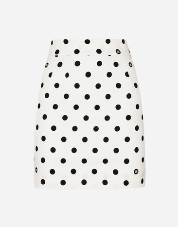 Dolce & Gabbana Short charmeuse skirt with polka-dot print Print F4CWATFSA62