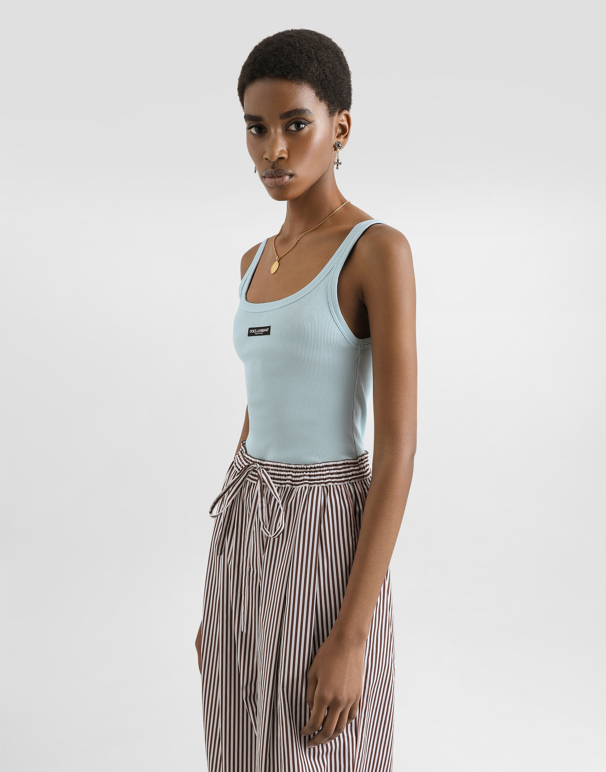 Azureのウィメンズ Ribbed tank top | Dolce&Gabbana®