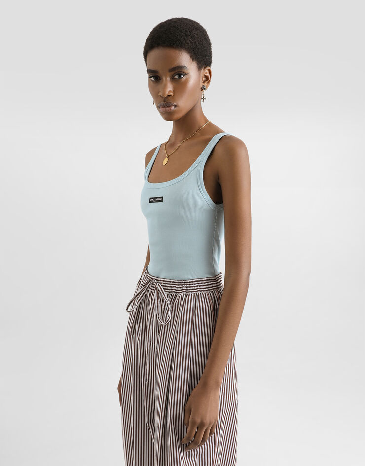 Dolce & Gabbana Ribbed tank top Azure F8W45TFU7AV