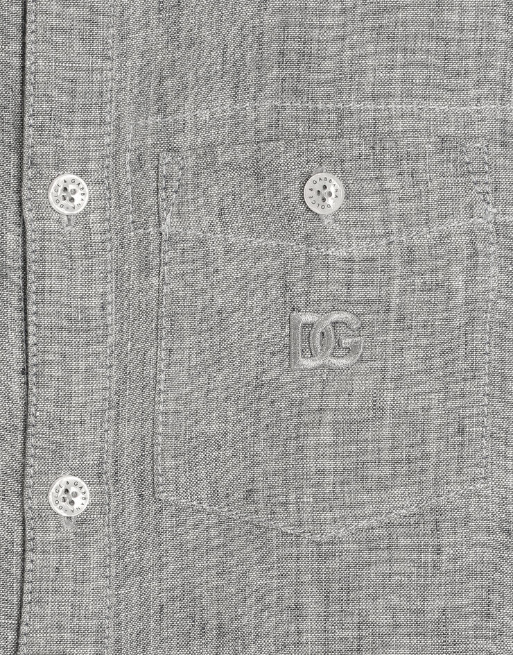 Dolce & Gabbana Camisa en tela de lino lavada Gris L44S43FU4MF