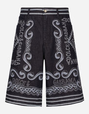 Dolce&Gabbana Marina-print blue denim shorts Grey G041KTGG914