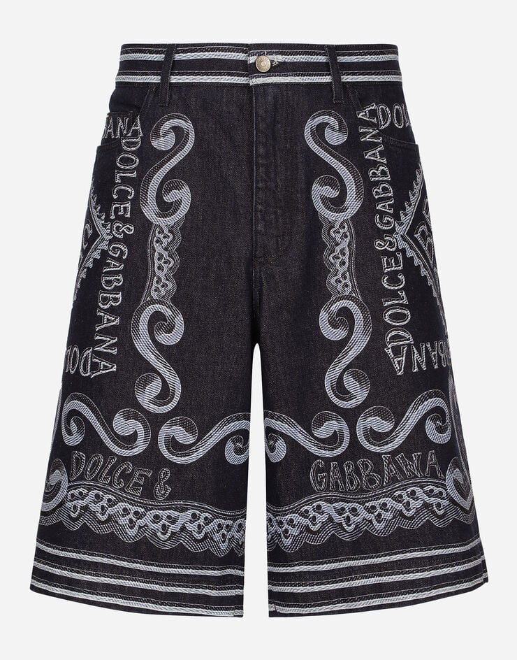 Dolce & Gabbana Bermuda jeans denim blu stampa Marina Blu GP02MDG8KM5
