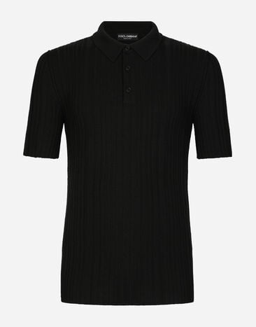 Dolce & Gabbana Wool knit polo shirt White/Black CS1791AX589