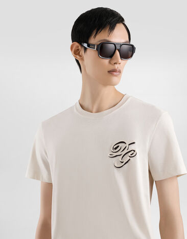 Dolce & Gabbana Cotton t-shirt with embroidery Cream G8RN8ZG7PJ0