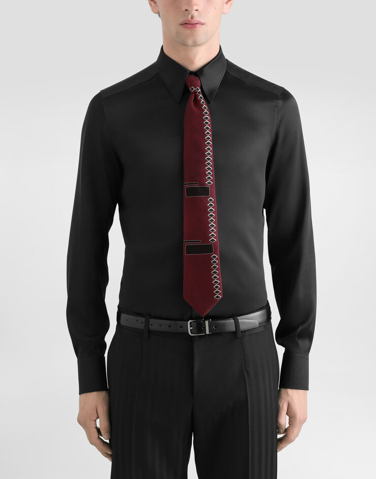 Dolce & Gabbana Vintage-print twill tie Brown GT147EG0WWB