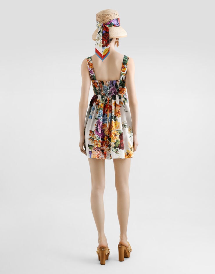 Dolce & Gabbana Kleid aus Popeline mit Bouquet-Print Drucken F6TZXTHS5TR