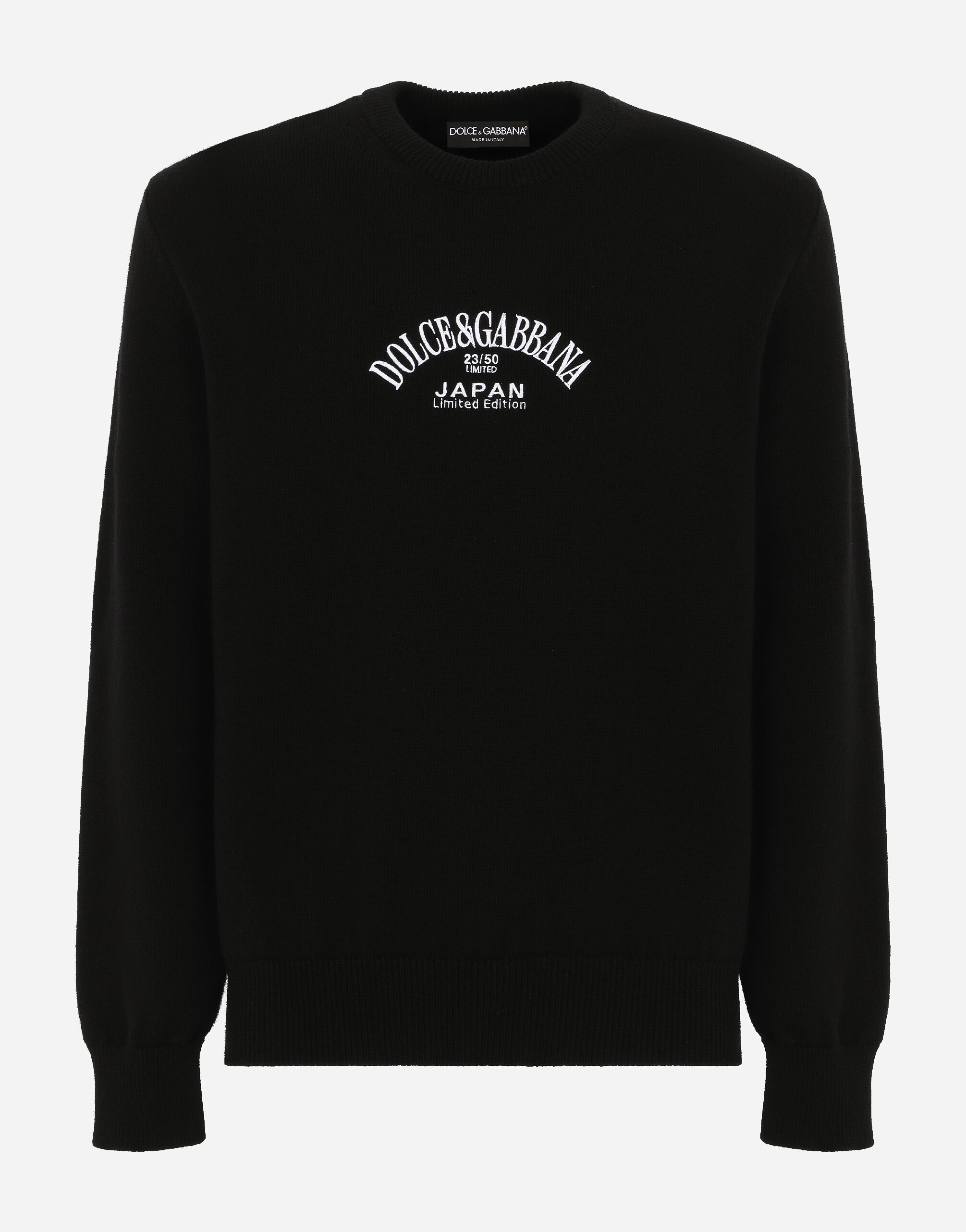 Dolce & Gabbana クルーネックセーター ロゴエンブロイダリー ブラック I9645MGH772