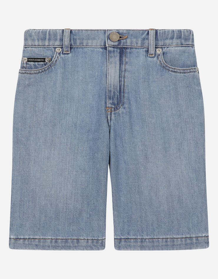 Dolce & Gabbana 5-pocket denim shorts with branded tag Multicolor L43Q44LDC49