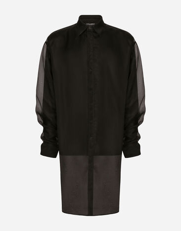 Dolce&Gabbana Double oversize shirt in silk satin and organza Black G710PTFU26Z