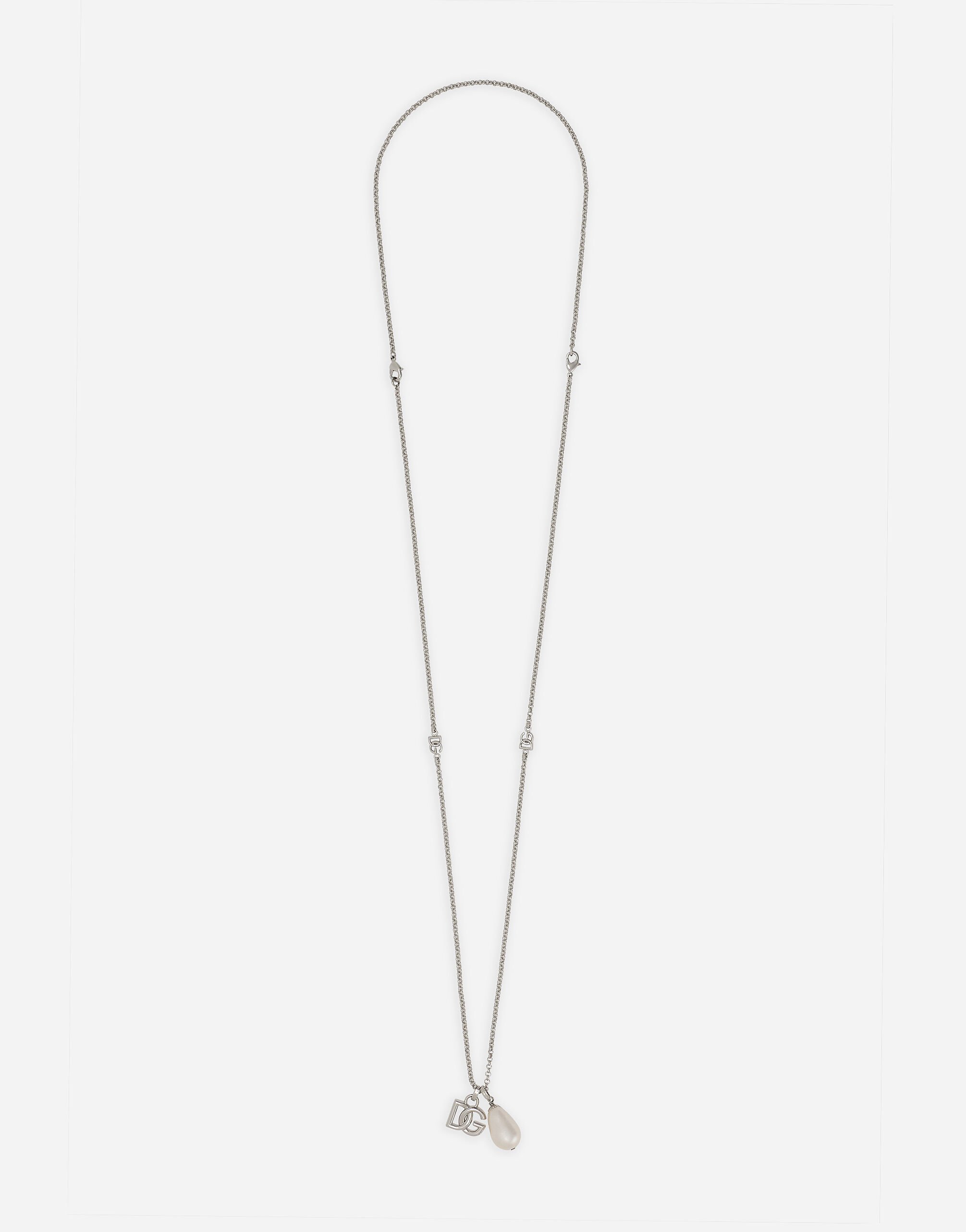 Dolce&Gabbana Teardrop necklace with DG logo Silver WBP1T2W1111