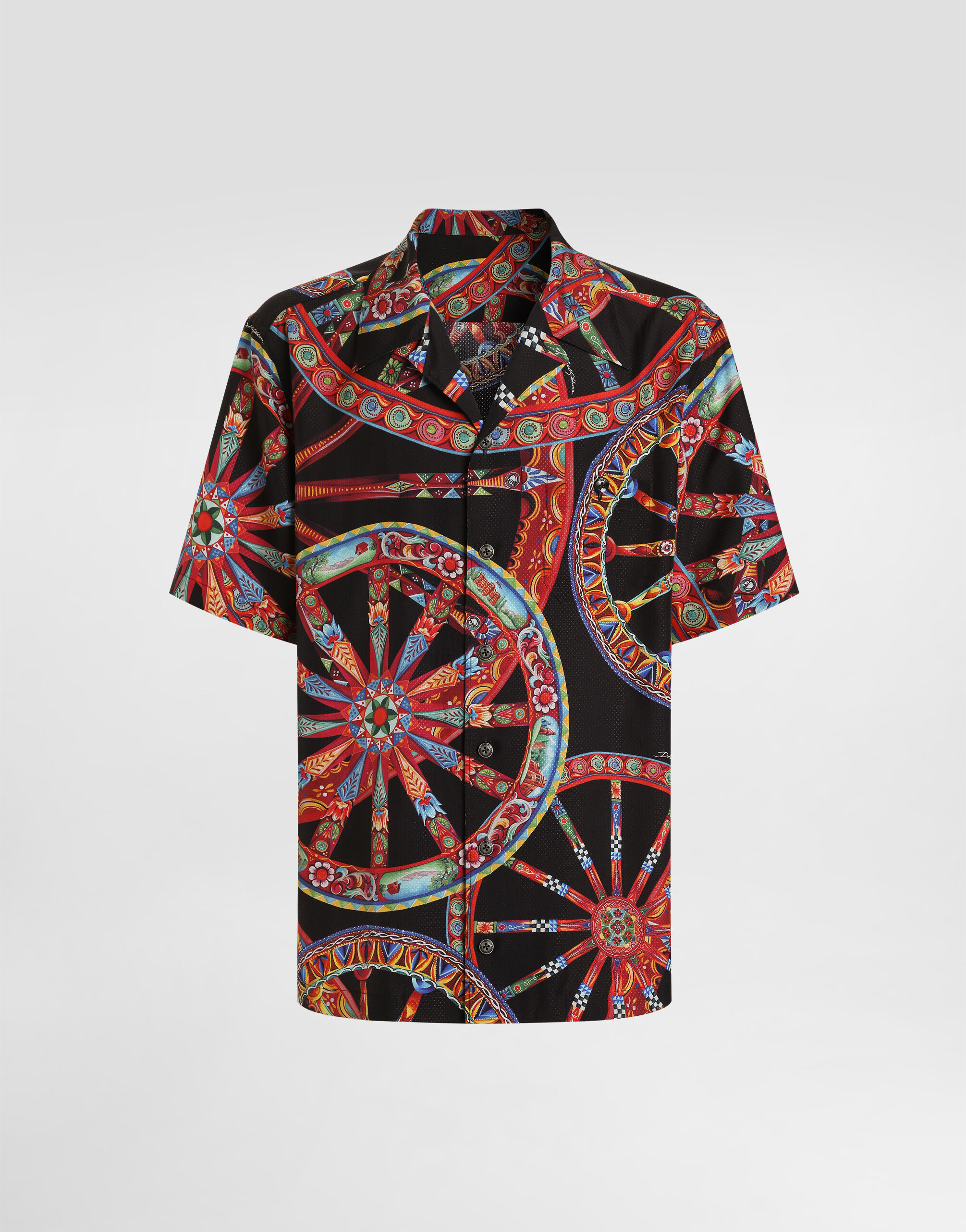 Carretto-print hawaii silk jacquard shirt in Multicolor for Men