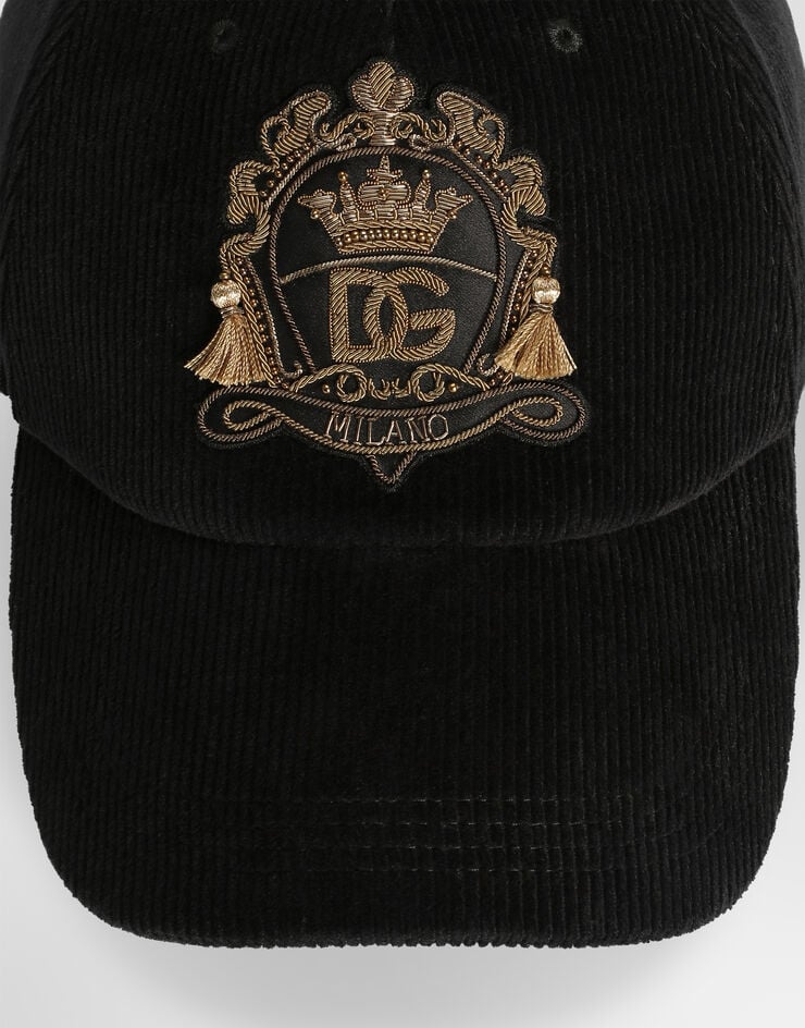 Dolce & Gabbana قبعة بيسبول من مخمل مضلع Black GH954ZFUWFM