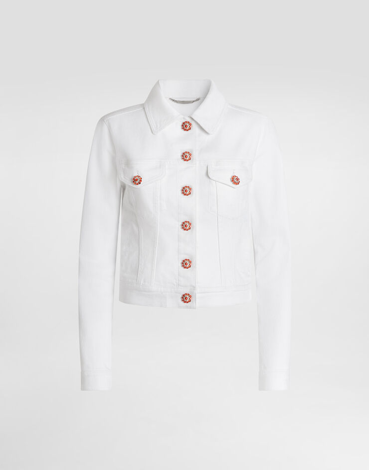 Dolce & Gabbana Denim jacket with jewel buttons Multicolor F9U66ZG8PF1