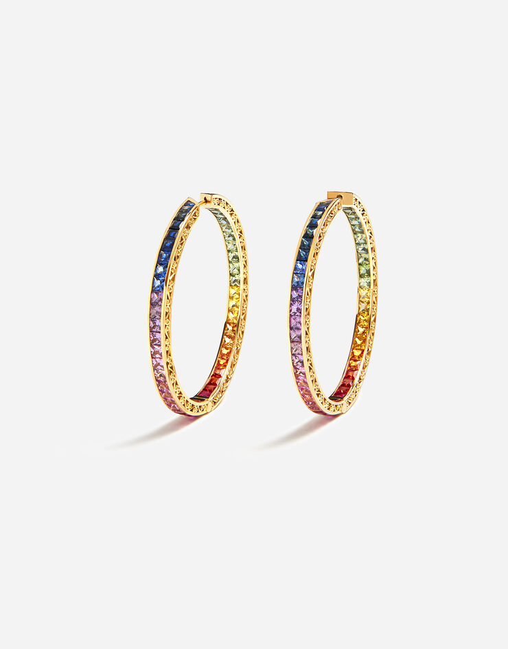 Dolce & Gabbana Серьги-кольца с разноцветными сапфирами ЗОЛОТОЙ WELB1GWMIX1
