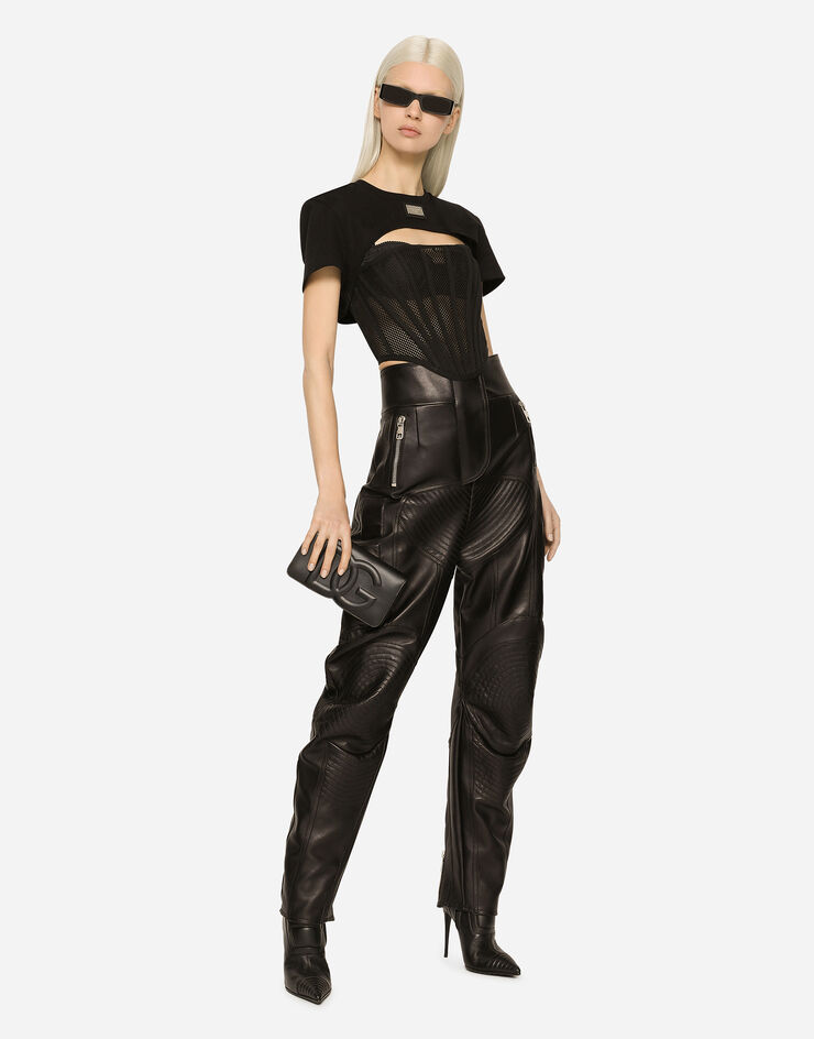 Dolce & Gabbana High-waisted leather biker pants Black FTCGKLGDAPK