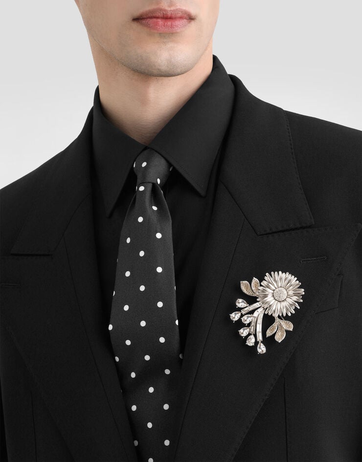 Dolce & Gabbana Flower brooch with rhinestones Silver WPR7F2W1111