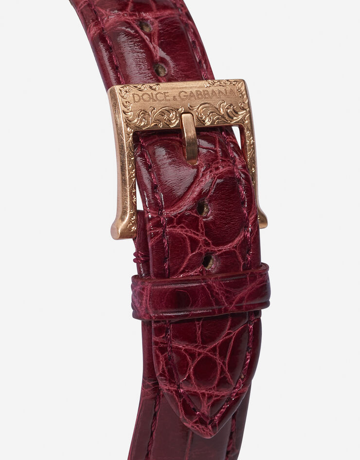 Dolce & Gabbana Reloj DG7 Gattopardo de oro rojo con madreperla rosa y rubíes Burdeos WWFE2GXGFRA