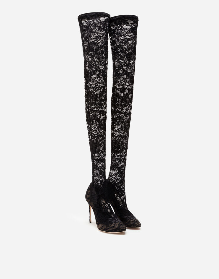 Dolce & Gabbana Stretch lace and gros-grain boots BLACK CU0419AG690