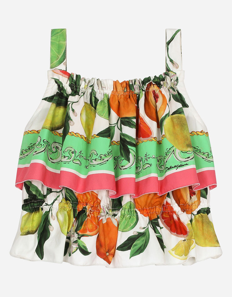 Dolce & Gabbana Poplin top with lemon and orange print Print L51N65G7L9A