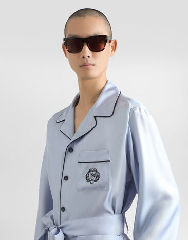 Dolce & Gabbana Silk twill robe Azure G2UZ3ZFU10S