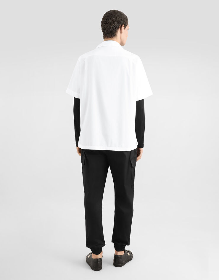 Dolce&Gabbana Langarm-T-Shirt mit Logoplakette Schwarz G8PV0TG7F2I