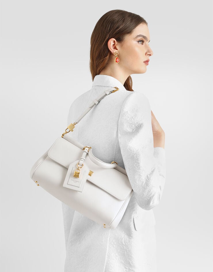 Dolce & Gabbana حقيبة يد My Sicily متوسطة من جلد العجل White BB7782B7321