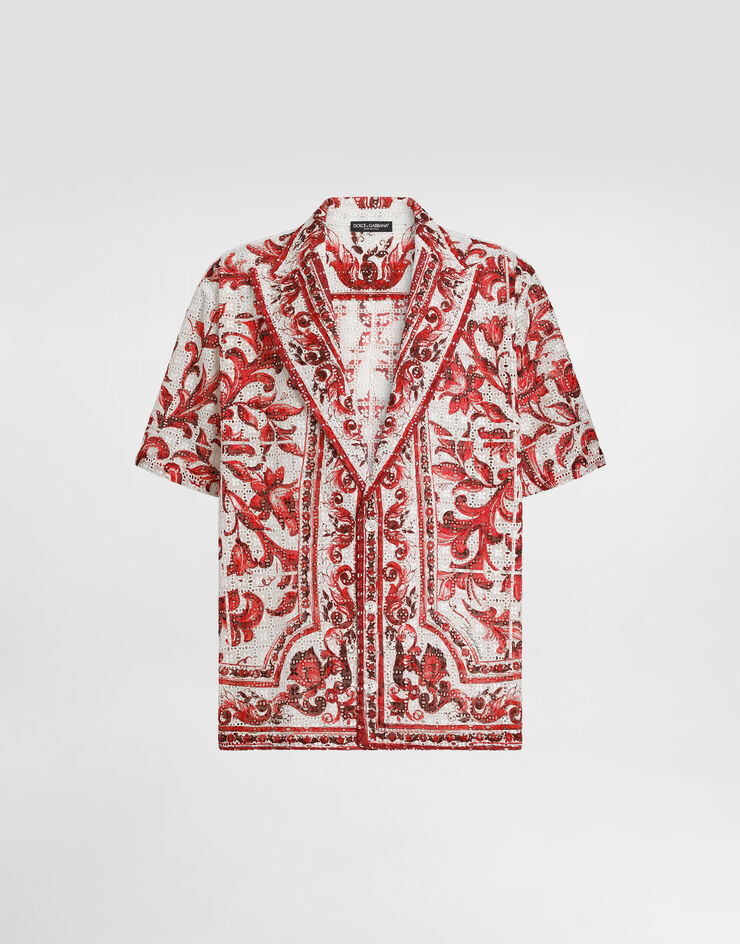 Dolce & Gabbana Vanity shirt in majolica-print broderie anglaise lace Dolce & Gabbana Vanity shirt in majolica-print broderie anglaise lace Multicolor G5OR7THH5E6