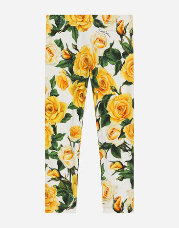 Dolce & Gabbana Leggings de interlock con estampado de rosas amarillas Imprima L55I27FI5JU