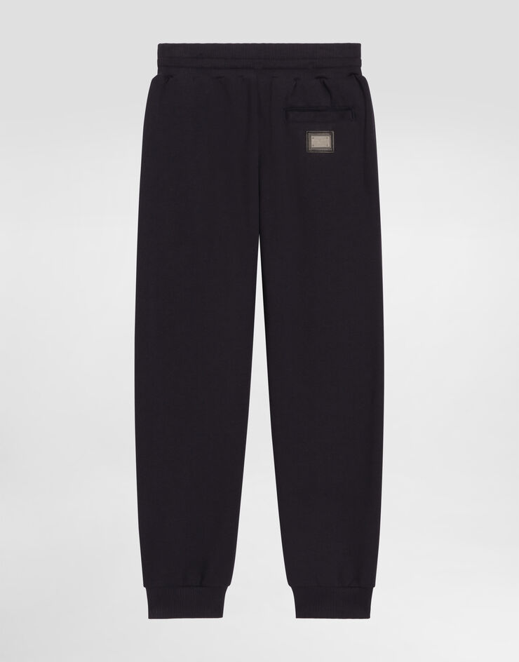 Dolce & Gabbana Fleece trousers with logo plate Blue L4JPT0G7P1V