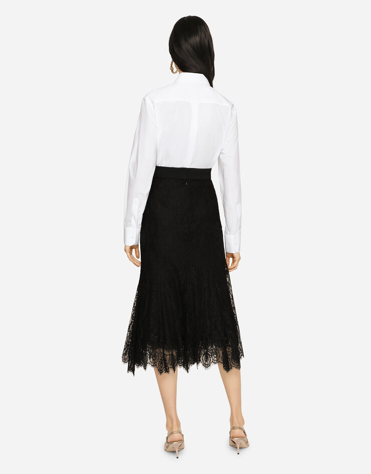 Dolce & Gabbana Long chantilly lace skirt Black F4BQ3TFLMUV