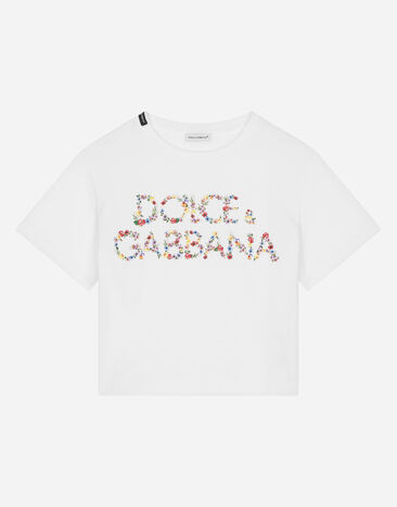 Dolce & Gabbana T-Shirt aus Jersey Logoprint Weiss L5JTOBG7NZL
