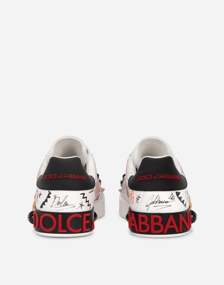 Dolce & Gabbana Sneakers Portofino en cuir de veau avec broderie et clous Multicolore CS1772AH494
