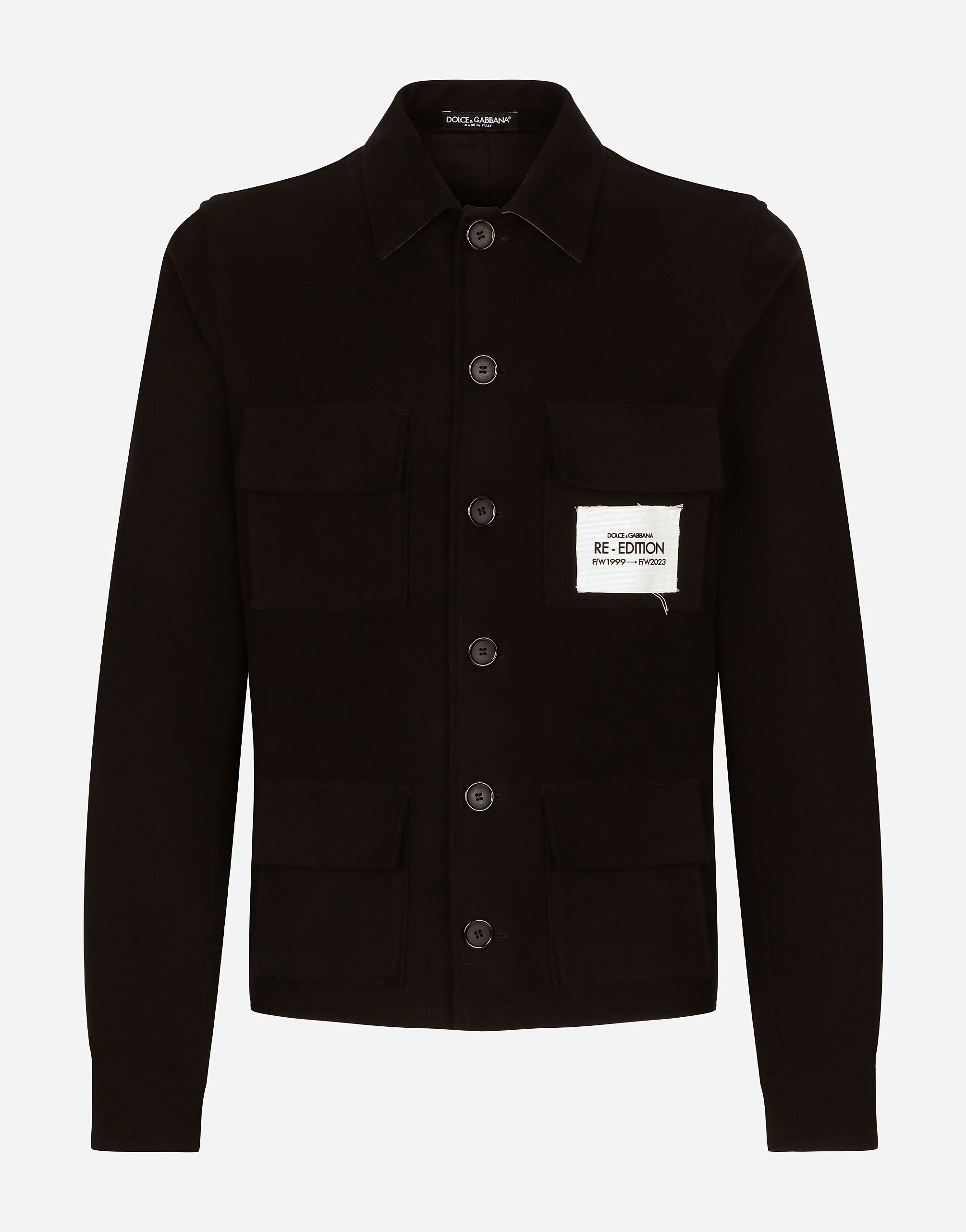 Dolce & Gabbana Sporty stretch fustian shirt with multiple pockets Grey BM7329AG218