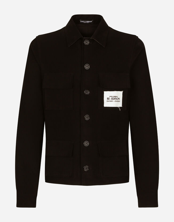 Dolce&Gabbana Sporty stretch fustian shirt with multiple pockets Black G5KV4TFUWD1