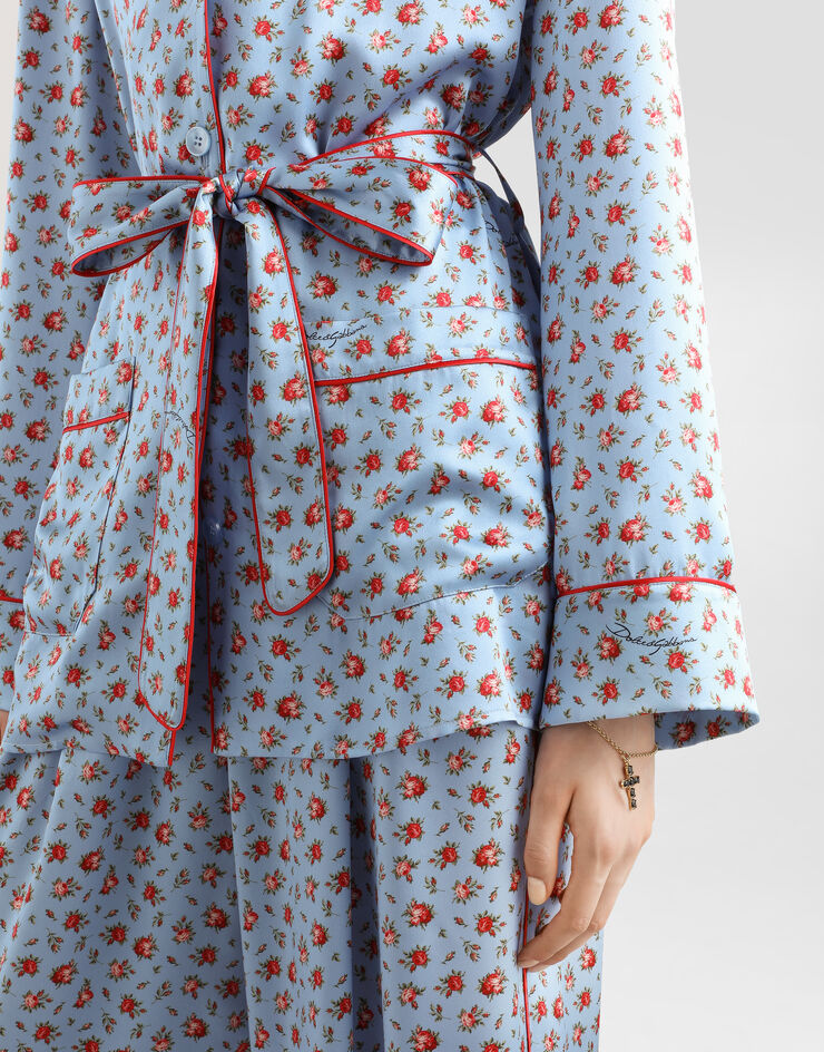 Dolce & Gabbana Small rose-print silk vanity shirt Multicolor F5Q03TIS10H