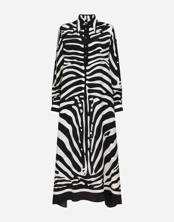 Dolce & Gabbana Kaftan aus Crêpe de Chine Zebraprint Mehrfarbig F6AFATHI1DU