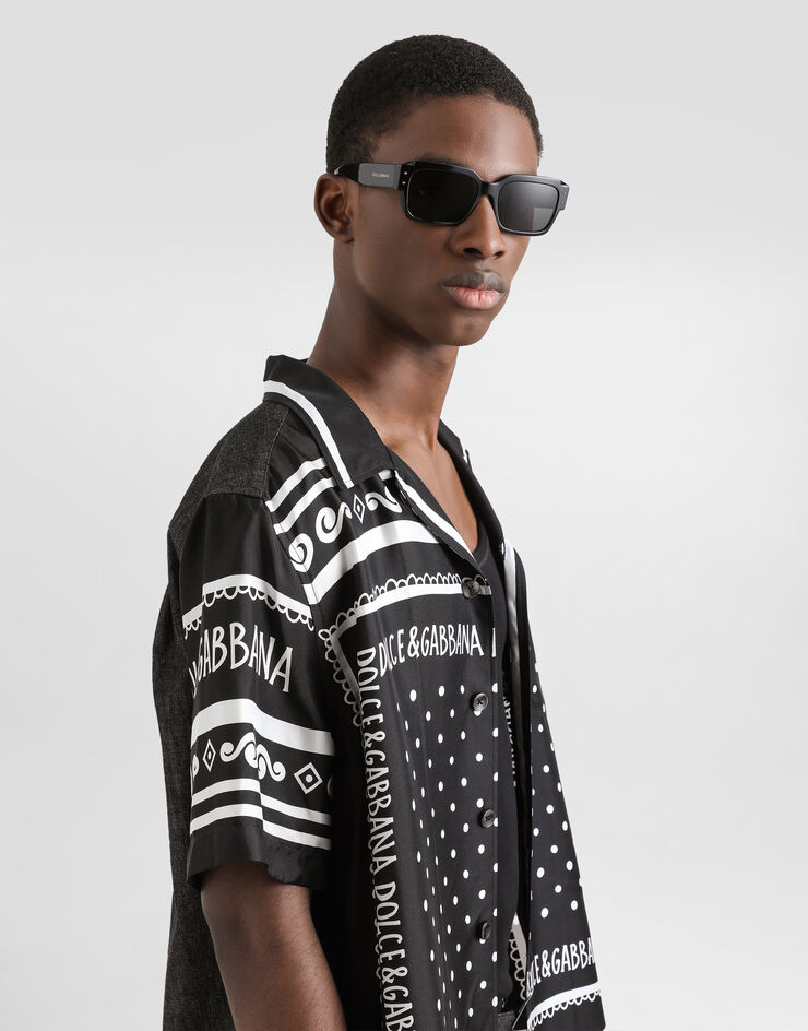 Dolce & Gabbana قميص دنيم وحرير بطبعة متعدد الألوان G5JH9DG8MT6