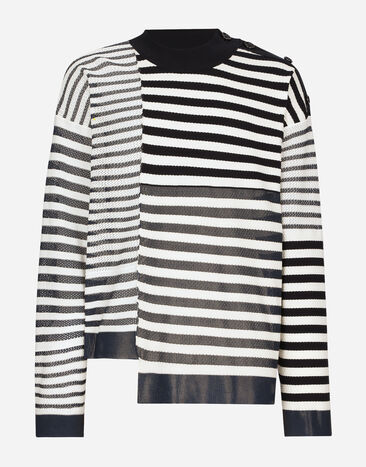Dolce & Gabbana Asymmetrical round-neck patchwork sweater Black GXZ38ZJBCDS