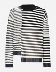 Dolce & Gabbana Asymmetrical round-neck patchwork sweater Brown GXZ04TJBSG0