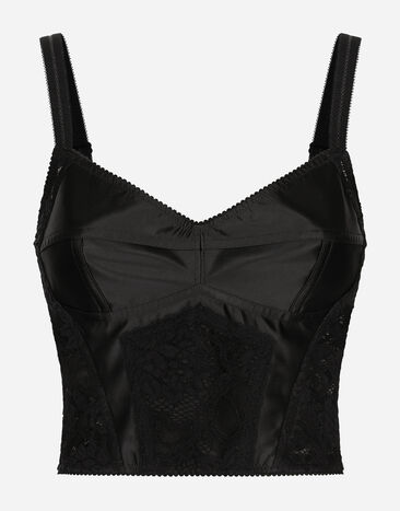 Dolce & Gabbana Lace and satin corset top Black F7AC7TGDCL9
