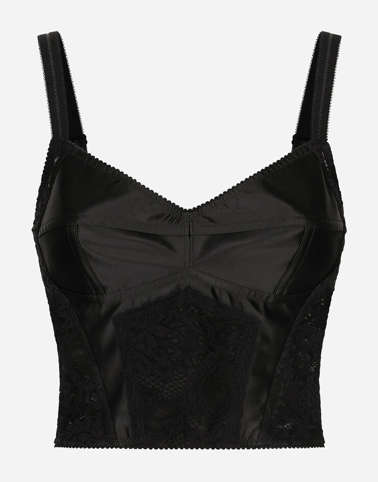 Dolce & Gabbana 蕾丝与缎布束身上衣 黑 F7AC7TGDCL9