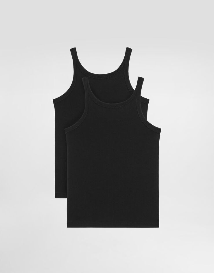 Dolce & Gabbana Short-sleeved jersey vest two-pack Black L4J702G7OCU