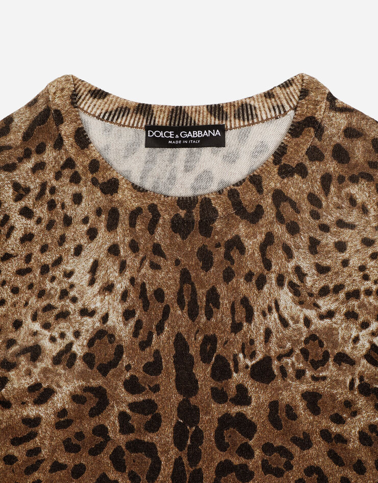 Dolce & Gabbana Maglia in cashmere stampa leopardo Multicolore FX459TJAHGB