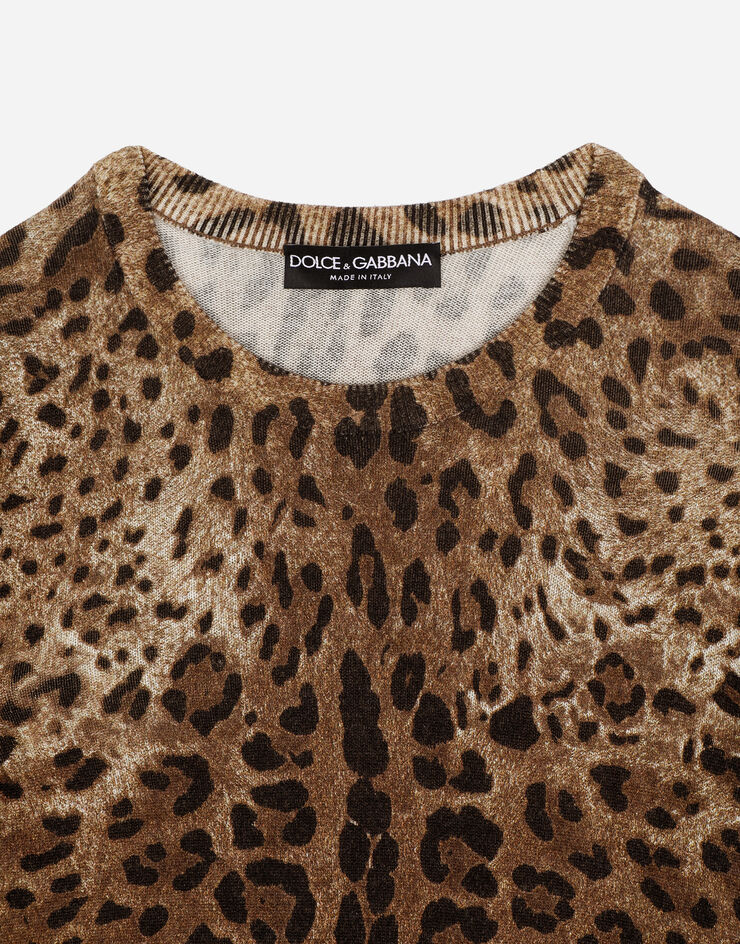 Dolce & Gabbana Jersey de cachemira estampado leopardo Multicolor FX459TJAHGB