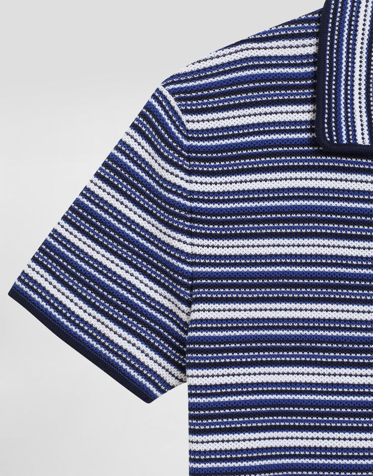Dolce & Gabbana Camicia in maglia con lavorazione a nido d'ape Blu L4KWG9JBCF8